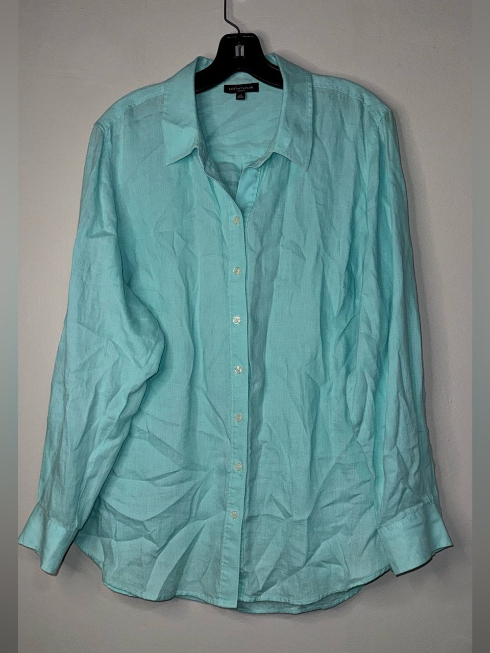 Lord & Taylor Men's Button-Down Shirt - Aqua